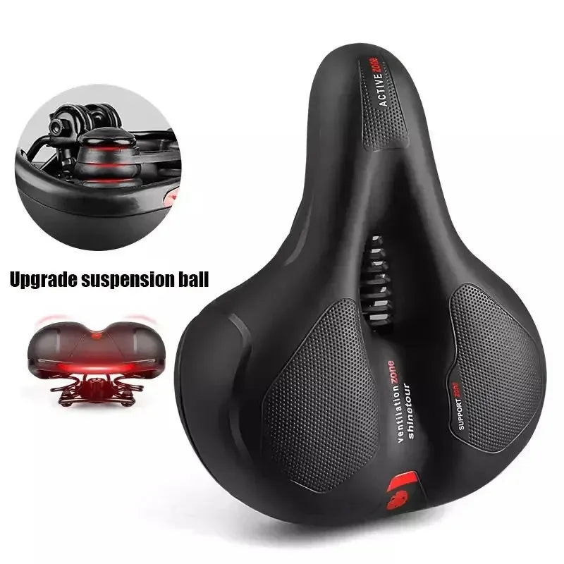 Dual shock-absorbing ball memory foam waterproof wide bike saddle for stationary bike/exercise bike/mountain bike/road bike etc. Peaceful Pleasures Health and Wellness Red