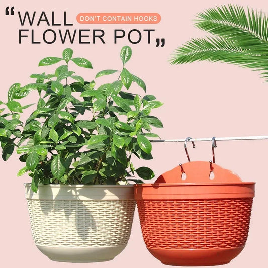 Imitation Rattan Weaving Creative Flower Planter Garden Pot Flowerpot Peaceful Pleasures Health and Wellness