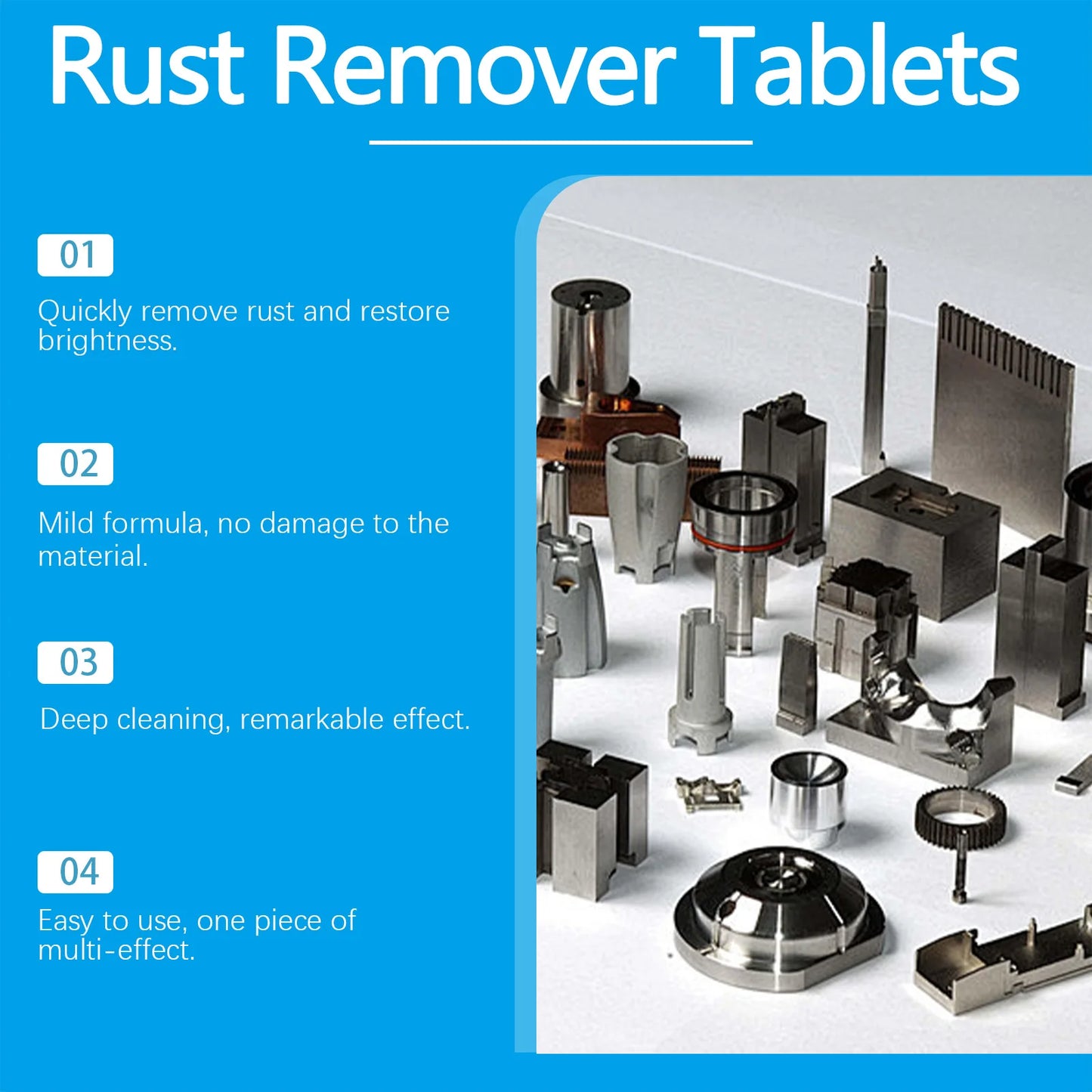 Rust Remover Effervescent Tablets | Metal Cleaner 12 Pack