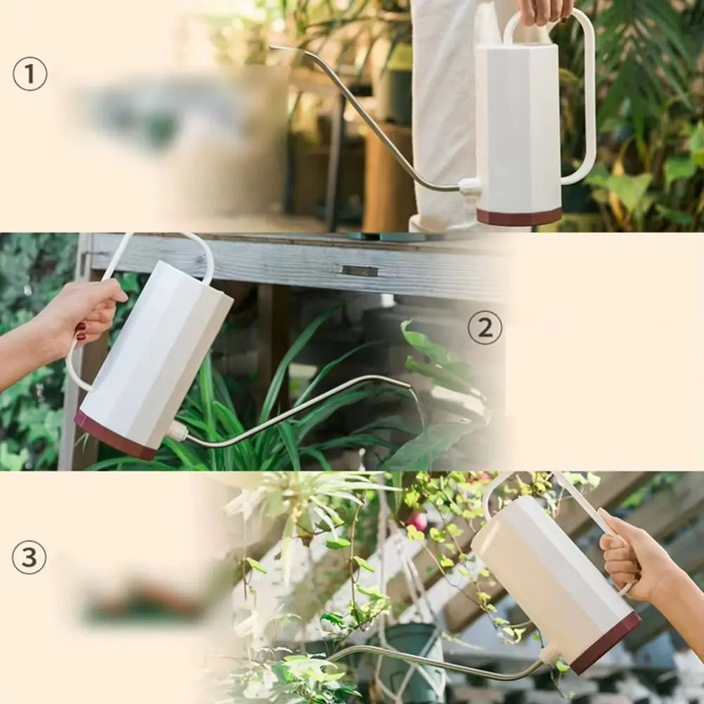 1.2L Watering Can – Long Spout, Stainless Steel & Removable Nozzle