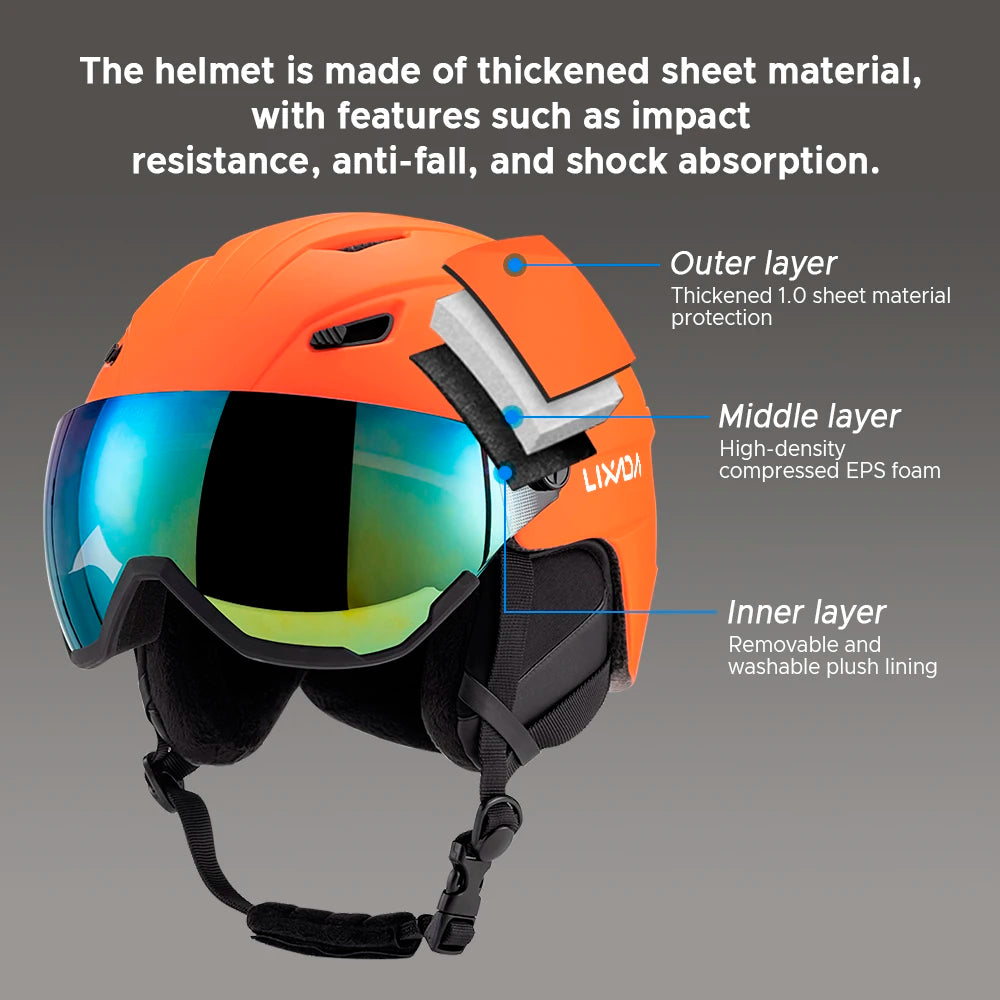 Women Snowboard Helmet Integrated Ski Men Removable Visor Goggles