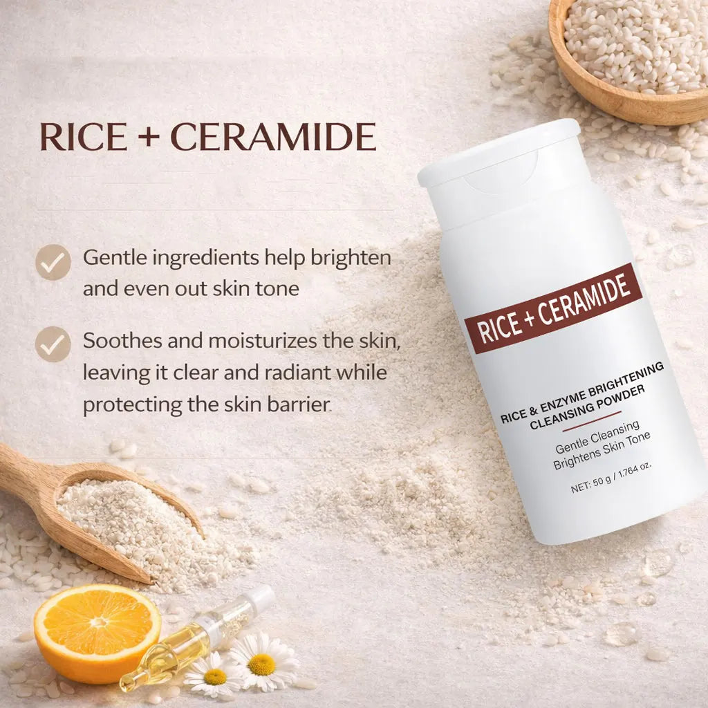 Rice Enzyme Brightening Cleansing Powder, Exfoliating Powder to Foam Cleanser, Smooth Texture,Hydrating & Gentle Skin Care 50g Peaceful Pleasures Health and Wellness