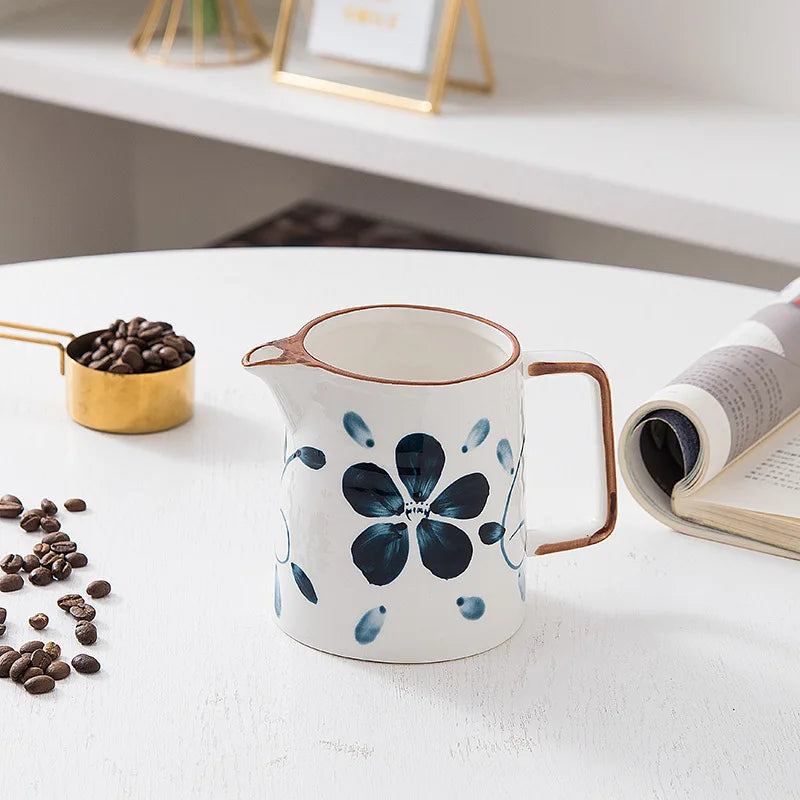 Hand brewed coffee Machine Filter Ceramic Coffee Machine, 500ml Hand Brewed Coffee Drip (Blue And White, V02), Peaceful Pleasures Health and Wellness Sharing pot