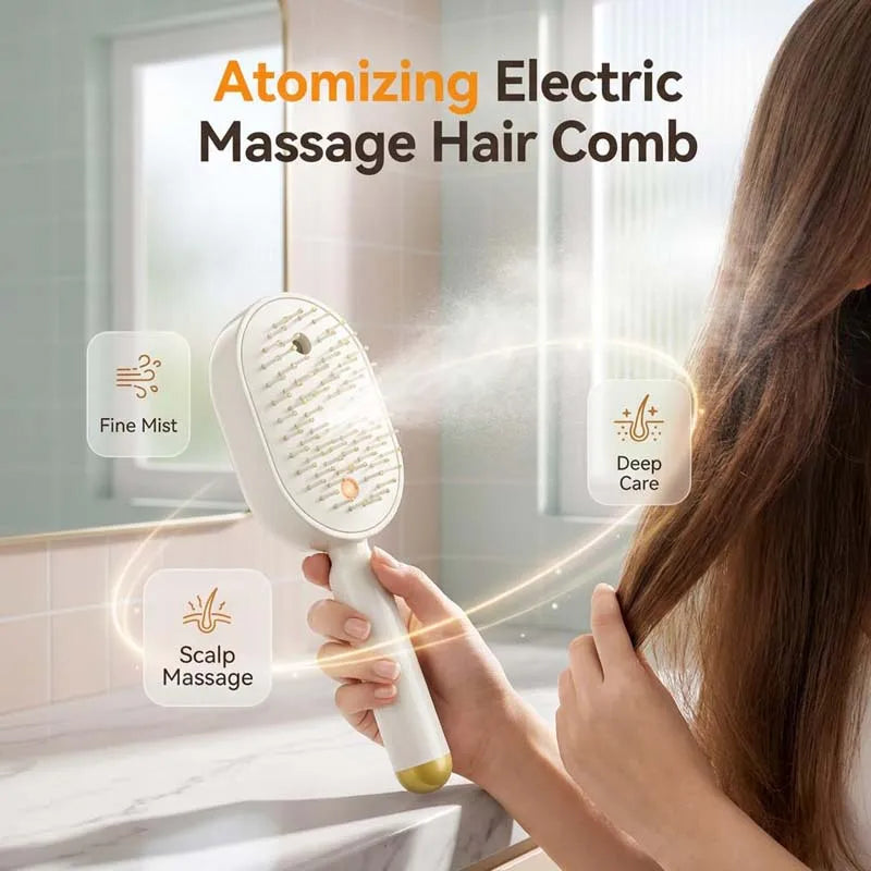 Premium Red Light Hair Care Comb USB Atomizing Vibration Cushion Brush with One Key Self Clean for Scalp SPA Peaceful Pleasures Health and Wellness