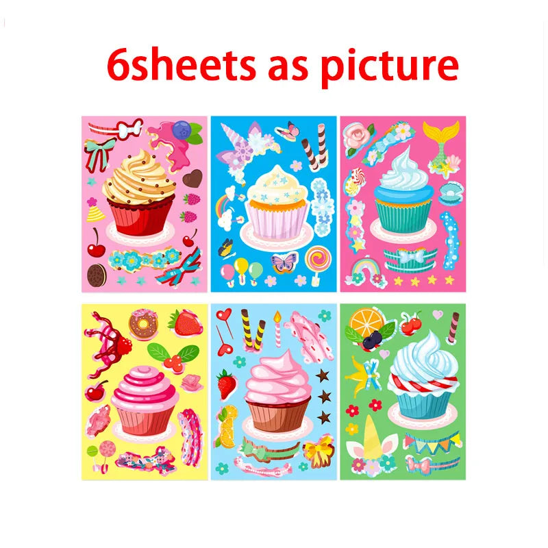 Creative Cupcake Make Face Stickers Sheets Kids Children Toddlers