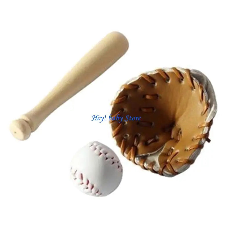 Newborn Photography Props Mini Baseball & Glove Set | 0–6M