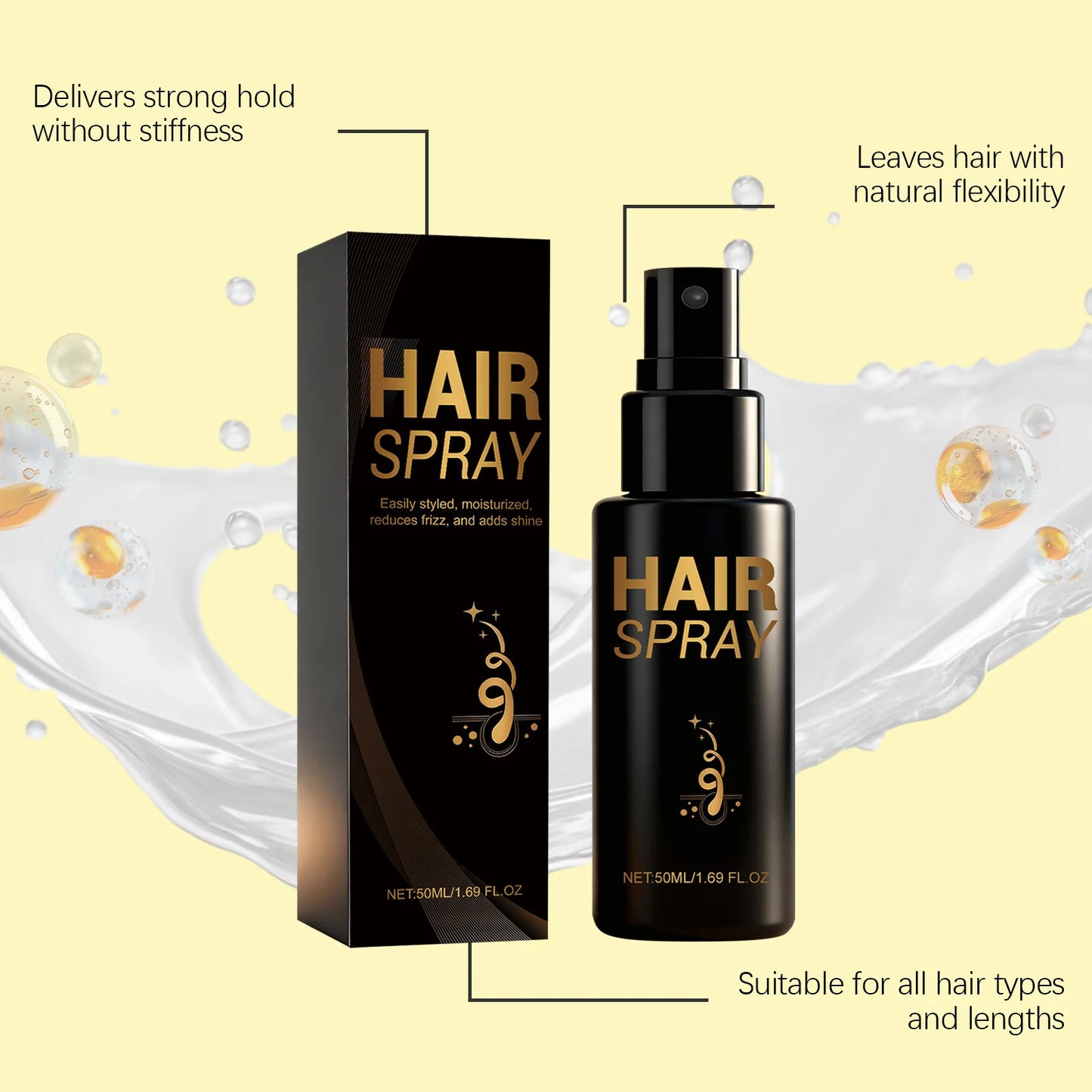 Edge Control Hair Spray – Frizz Smoothing Texturizer, 50ml