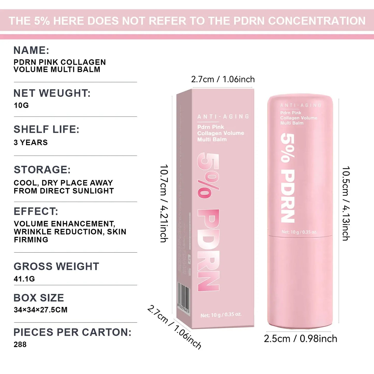 PDRN Pink Collagen Volume Multi Balm, All In One Volufiline, PDRN& NAD Stick ,Helping Look of Fine Lines, Firming Care,Lip Care Peaceful Pleasures Health and Wellness