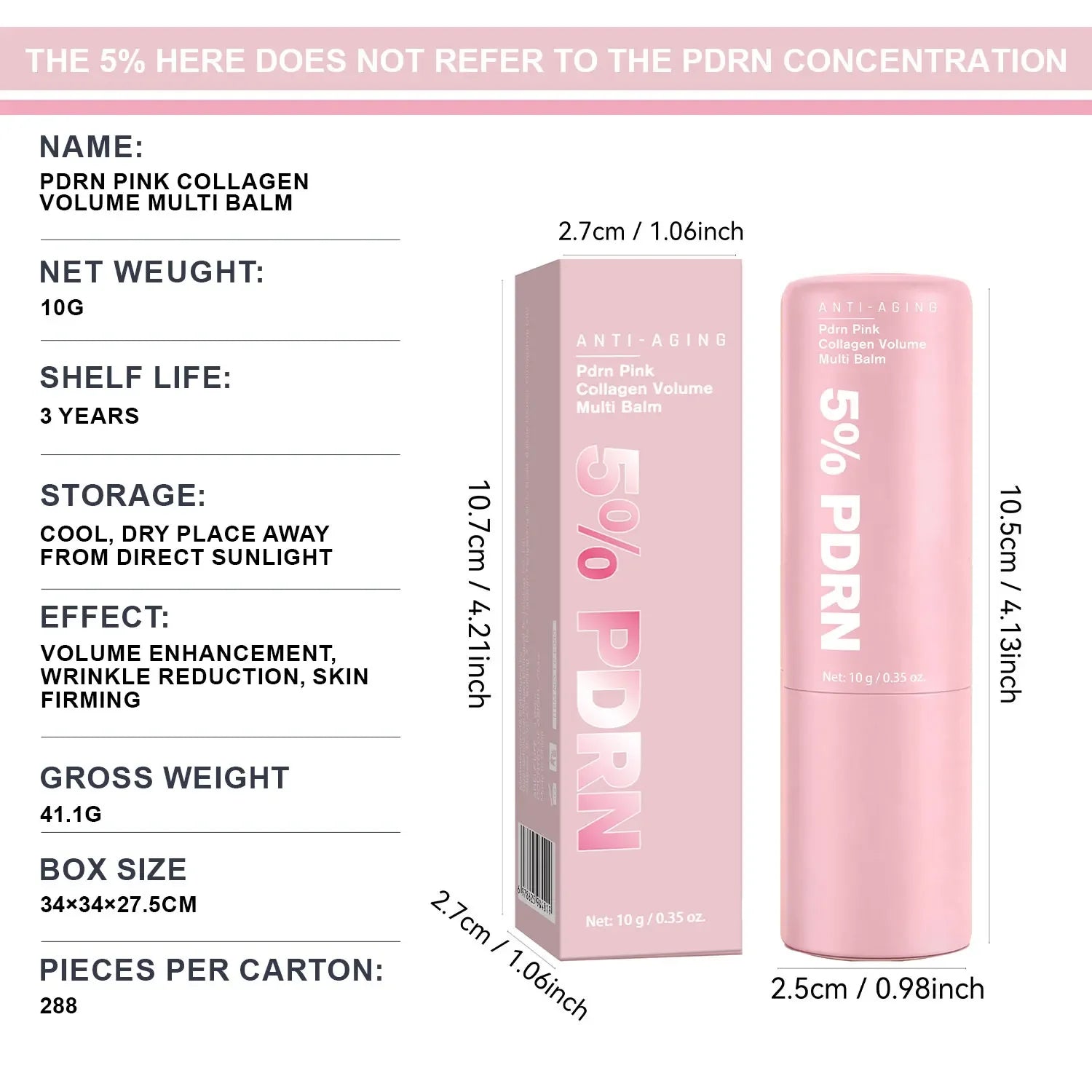 PDRN Pink Collagen Volume Multi Balm, All In One Volufiline, PDRN& NAD Stick ,Helping Look of Fine Lines, Firming Care,Lip Care Peaceful Pleasures Health and Wellness