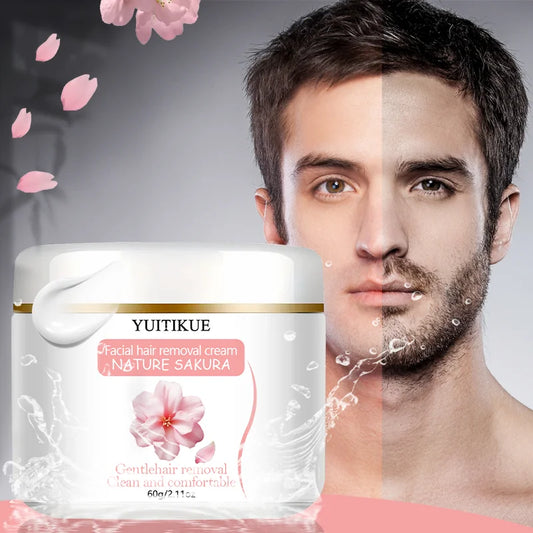 Yuitikue Sakura Facial Hair Removal Cream, 60g Gentle Nature-Infused Face Hair Remover for Clean & Comfortable Skin Peaceful Pleasures Health and Wellness