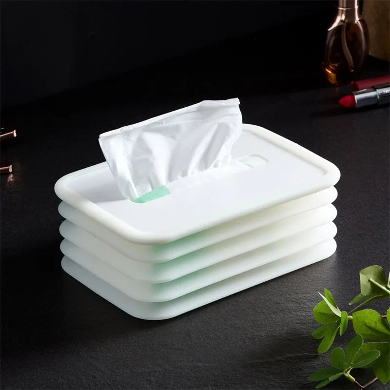 Luminous Paper Towel Box Desktop Silent Coreless Roll Paper Box Paper Tissue Box Automatic Downward Compression Telescopic Thin Peaceful Pleasures Health and Wellness