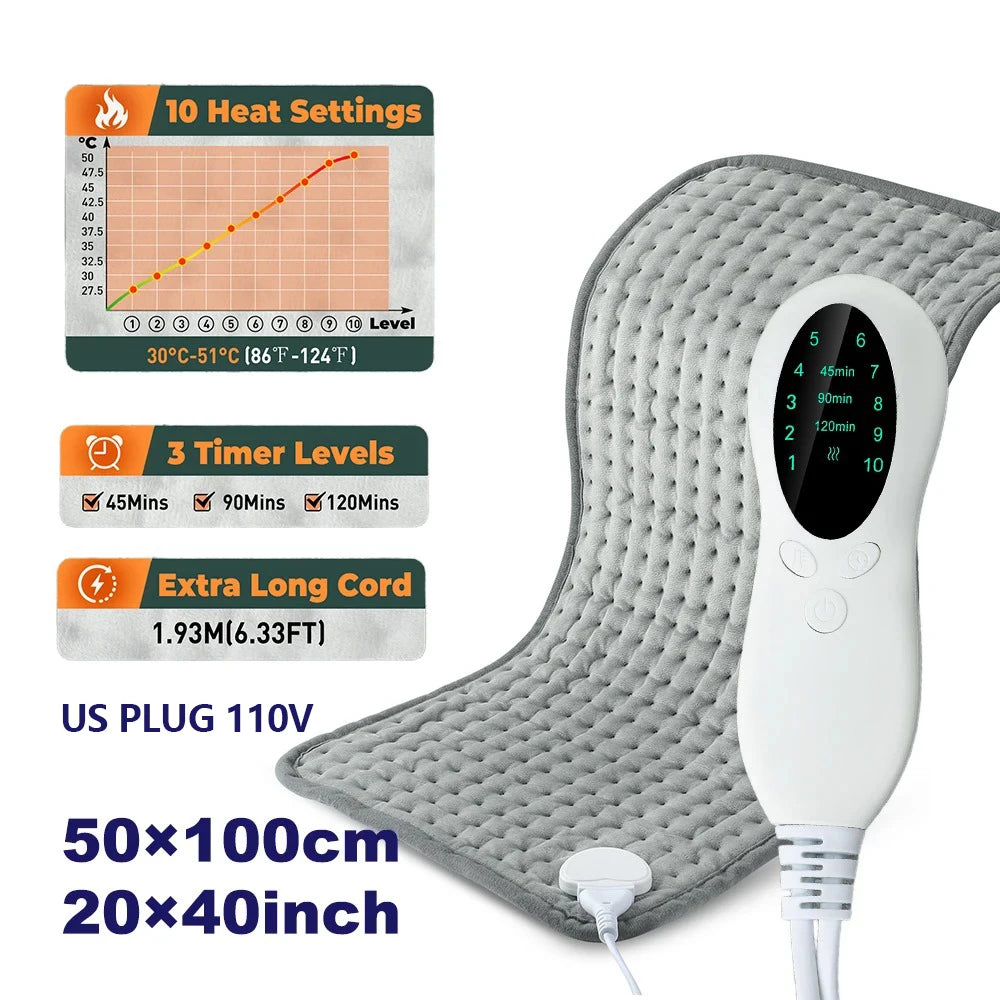 Home Electric Heating Pad Back Shoulder Office Winter Warming Blanket 10 Heat Thermal Mat Abdomen Period Menstrual Belt Peaceful Pleasures Health and Wellness 50x100cm US PLUG