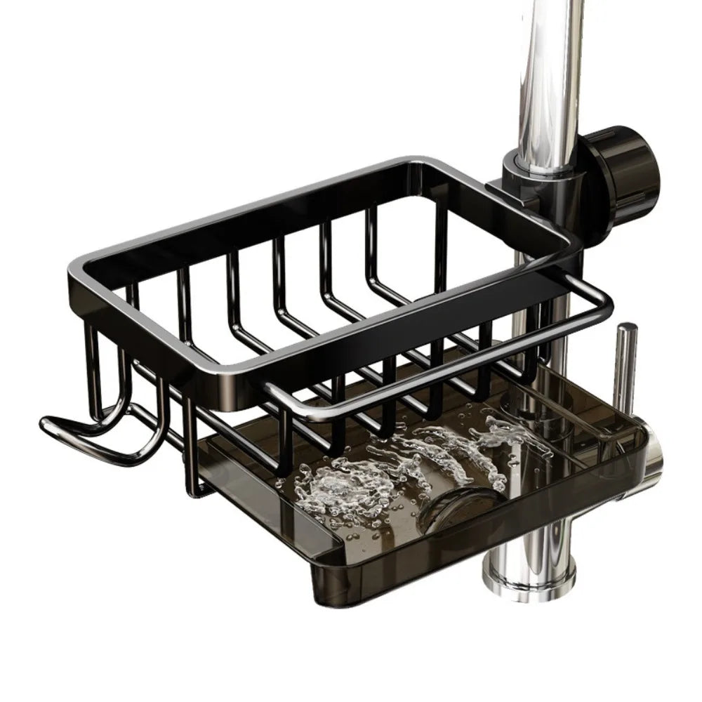 Space Aluminum Kitchen Sink Drain Rack Bathroom Organizer Soap Drainer Shelf Sponge Storage Basket Save Space Multipurppse Peaceful Pleasures Health and Wellness