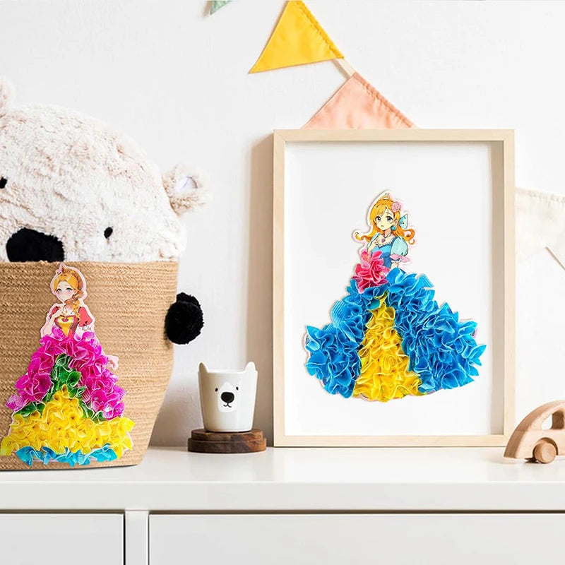 Creative Princess Puzzle Puncture Painting Board Pens Fabric Craft