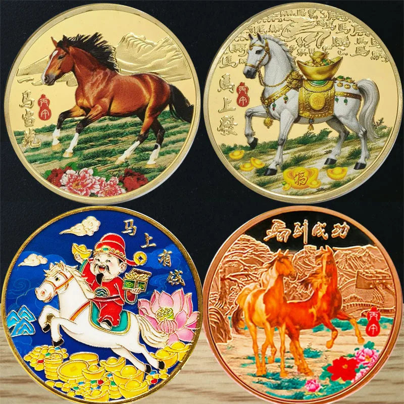 2026 Year of the Horse Commemorative Coin 40mm Gold & Silver
