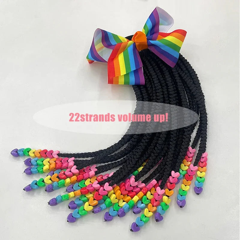 Kids Braid Ponytail dreadlock Extension with Bowknot Tie Clip in Braids Hair Extensions Wig Extensions for Girls kids Wigs Peaceful Pleasures Health and Wellness