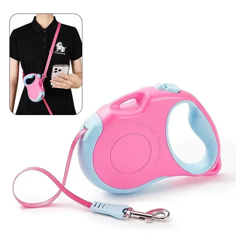 Truelove Tangle Free Retractable Dog Leash 16 Ft Strong Nylon Tape One-Handed Brake Pause Lock Dog Cat Owners Reliable TLL5001 Peaceful Pleasures Health and Wellness Fuchsia Angel Blue S China Mainland
