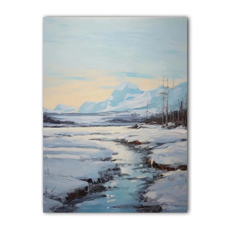 Blue Ice Winter Mountain Canvas Wall Art | Nordic Landscape Print Canvas Wall Art Peaceful Pleasures Health and Wellness 03 15x20cm No Frame China Mainland