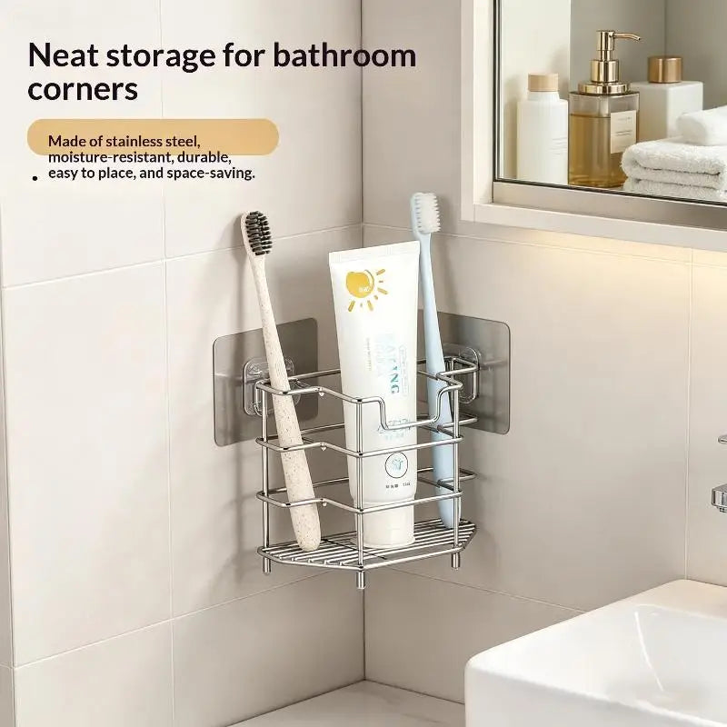 Stainless Steel Toothbrush Holder & Bathroom Organizer Bathroom Organizer Peaceful Pleasures Health and Wellness
