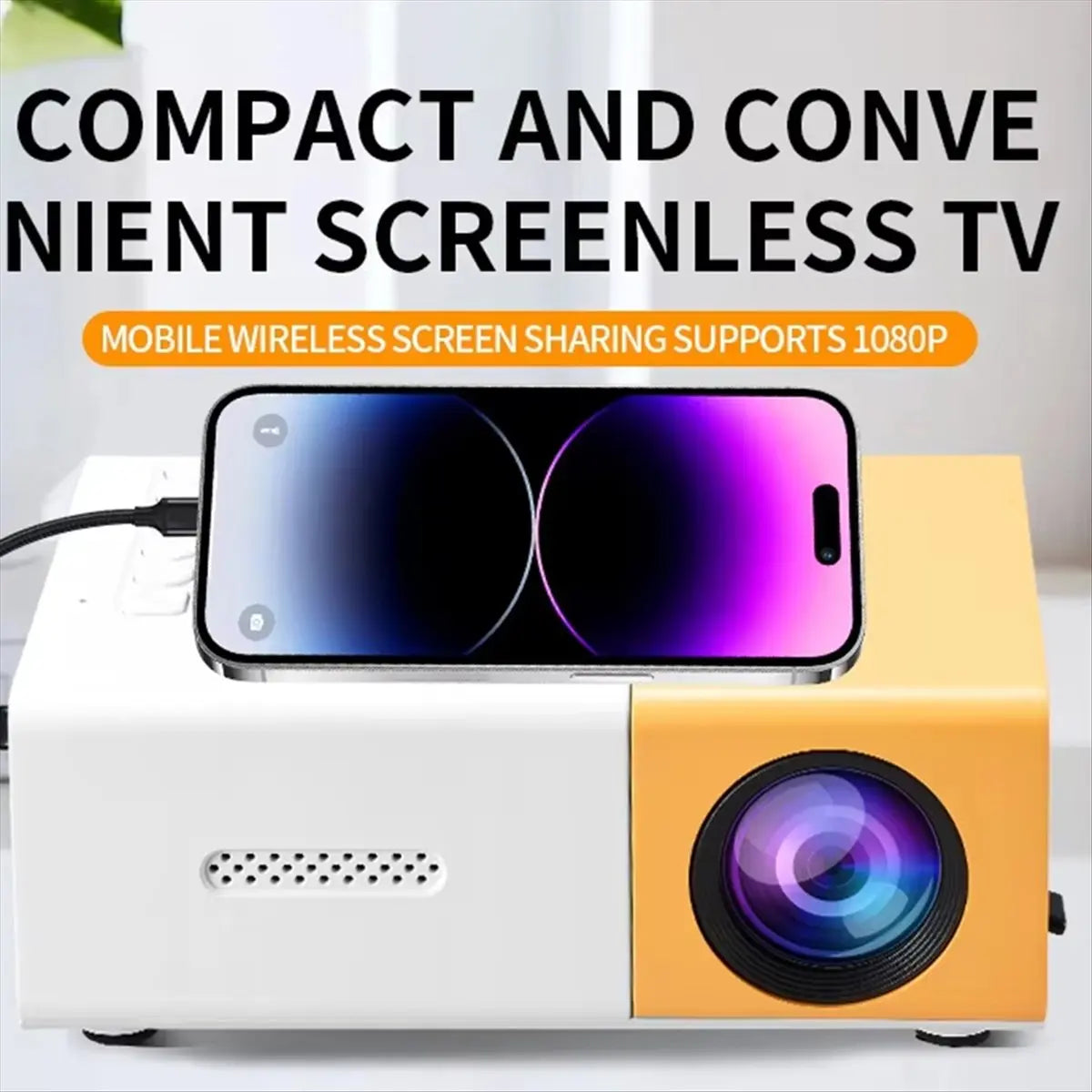 Delighted- Portable Mini Projector with Full HD 1080P Support -Includes Remote Control, USB-Powered, Ideal for Smartphones Peaceful Pleasures Health and Wellness