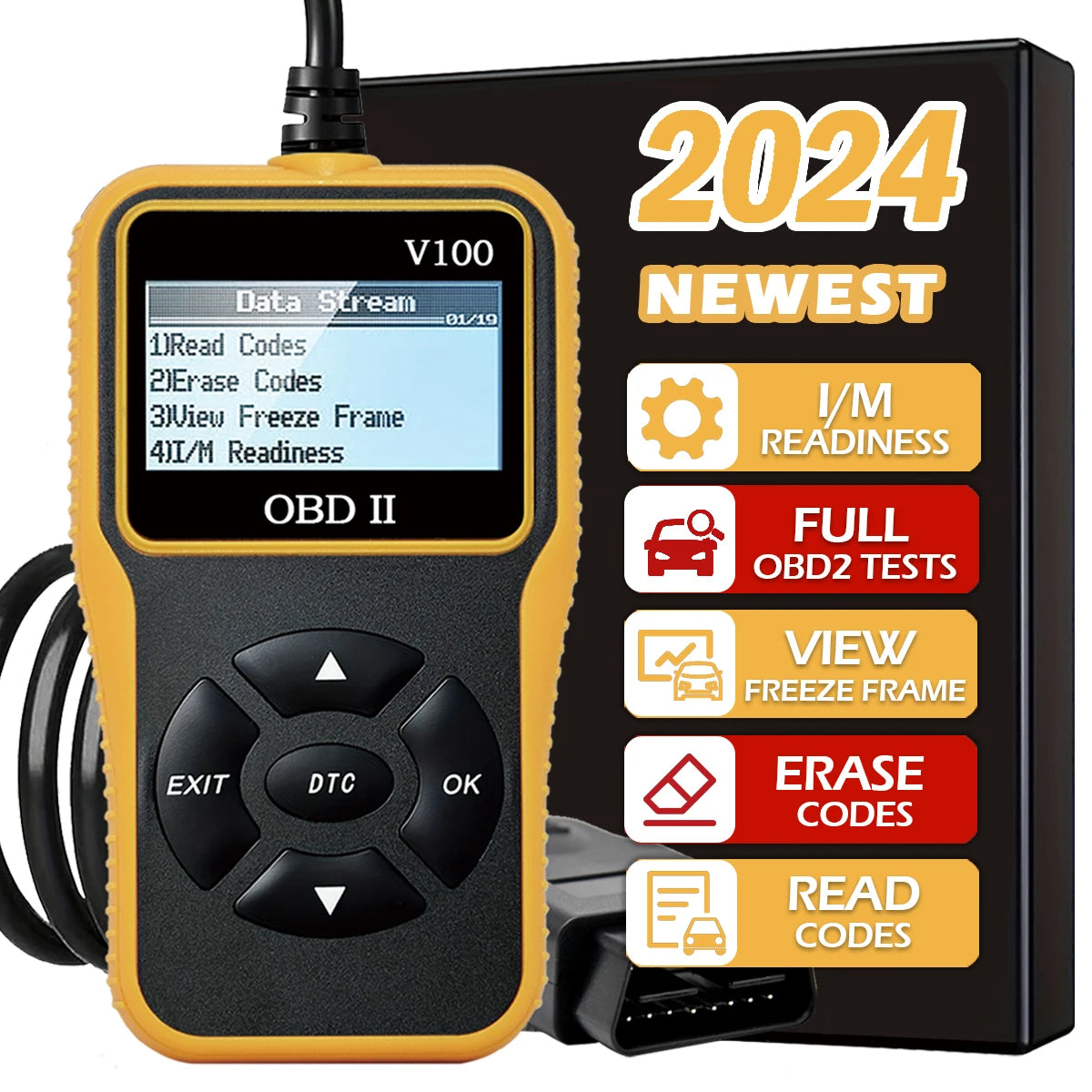 Car OBD2 Scanner Diagnostic Tool Code Reader, Car Voltage Tester Engine Fault Code Scanner, Charging Tester Diagnostic Tool Y100 Peaceful Pleasures Health and Wellness yellow