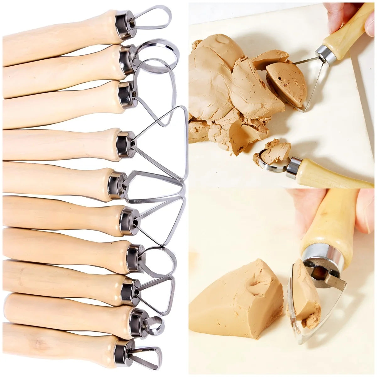 10-Piece Big Head Clay Pottery Tools Set - Repair & Carving Knife Kit for Handicraft Clay Modeling Ceramics Tools Peaceful Pleasures Health and Wellness