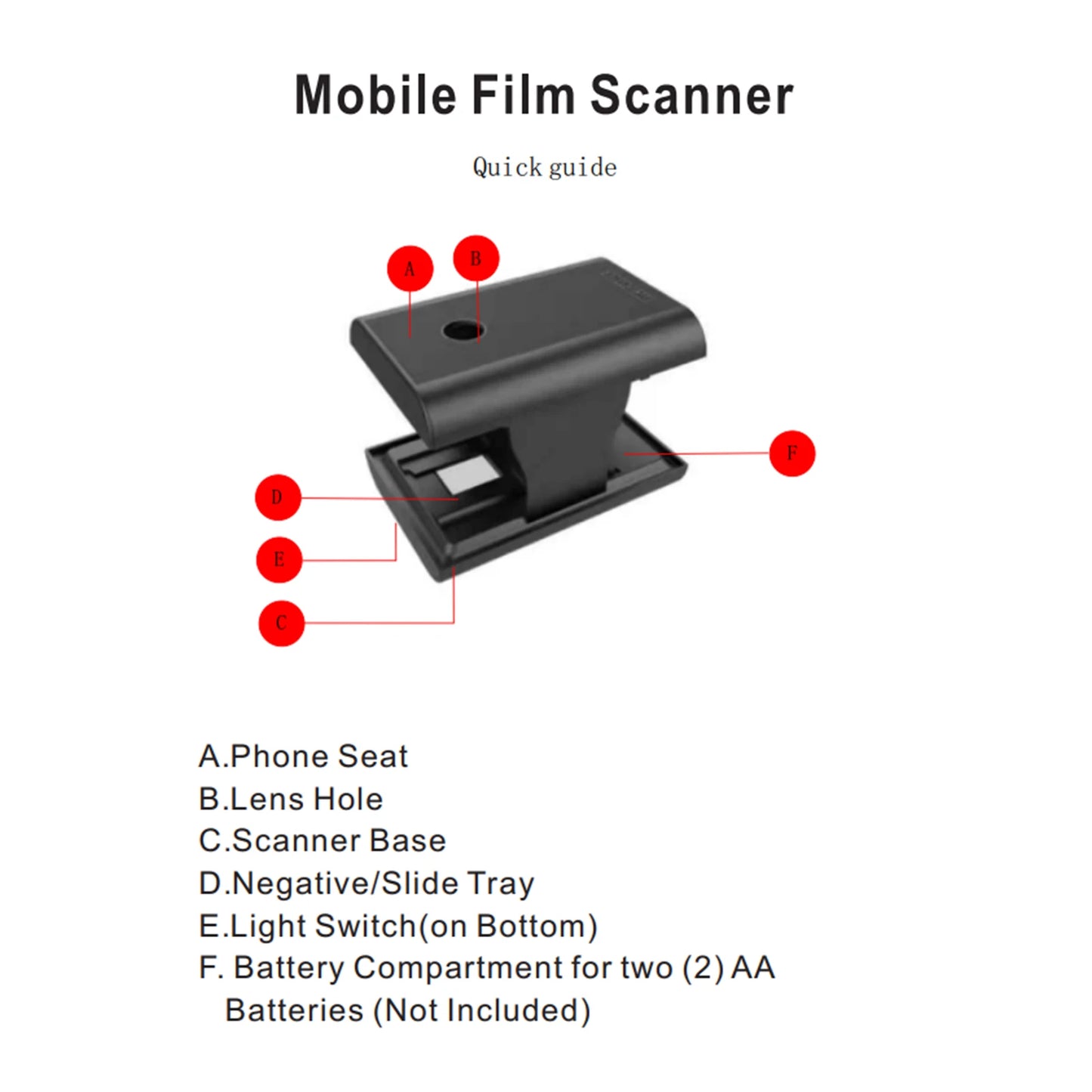 Negatives Slides LED Backlight Mobile Film Slide Scanner APP Foldable