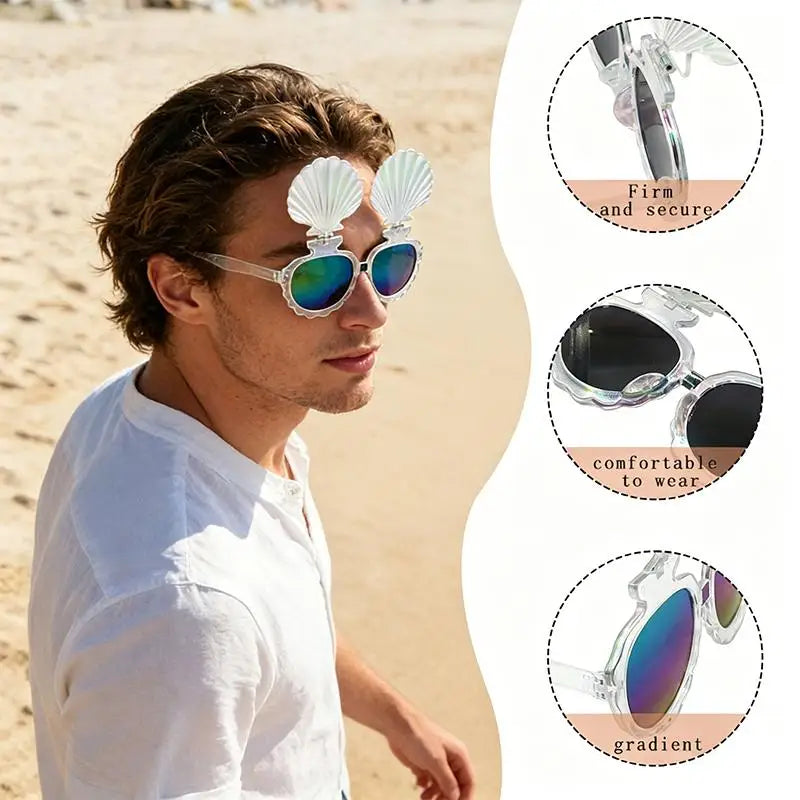 Shell Sunglasses – Hawaii Beach Party UV400 Photo Props