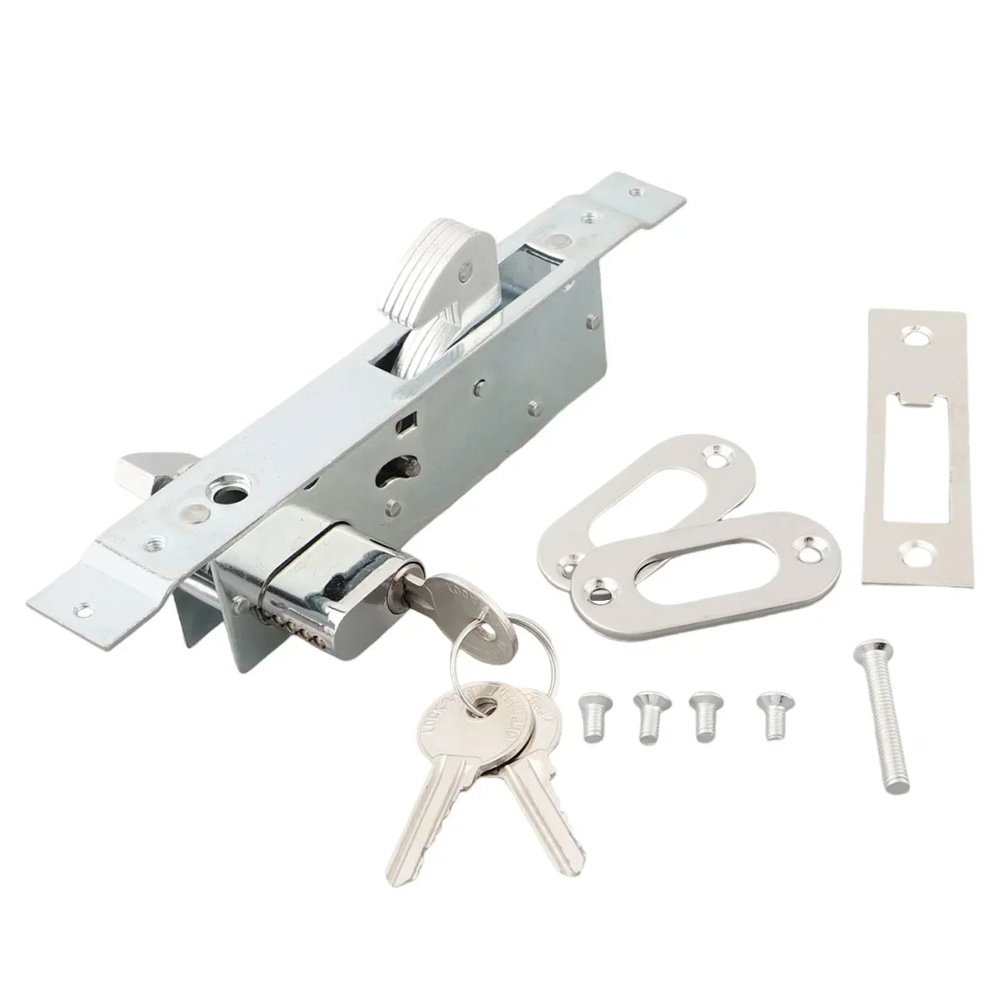 Sliding Door Hook Lock with Keys – Zinc Alloy | 35–55mm Fit
