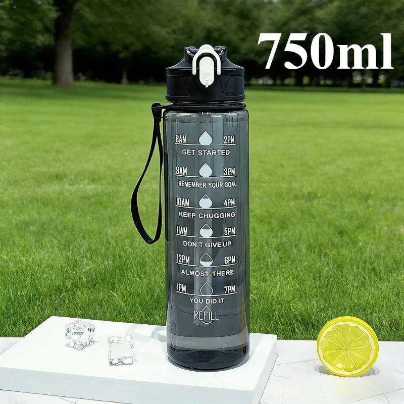750ml Motivational Water Bottle – BPA-Free, Leakproof & Straw