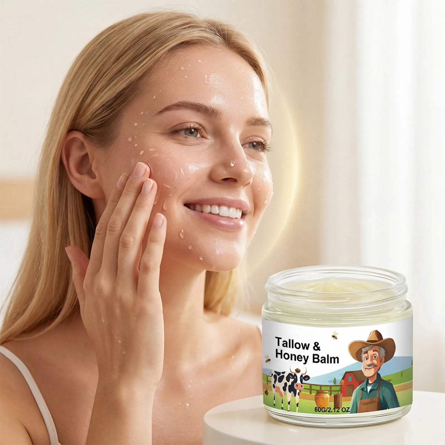 Beef Tallow Balm with Raw Honey – Face & Body Moisturizer