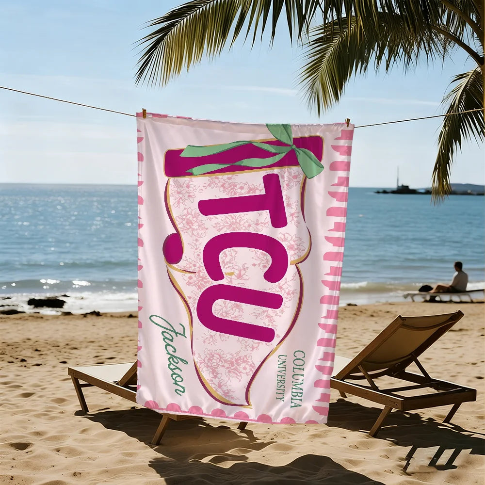 Personalized School Spirit Quick-Dry Beach Towel | 11 Sizes Quick-Dry Beach Towel Peaceful Pleasures Health and Wellness