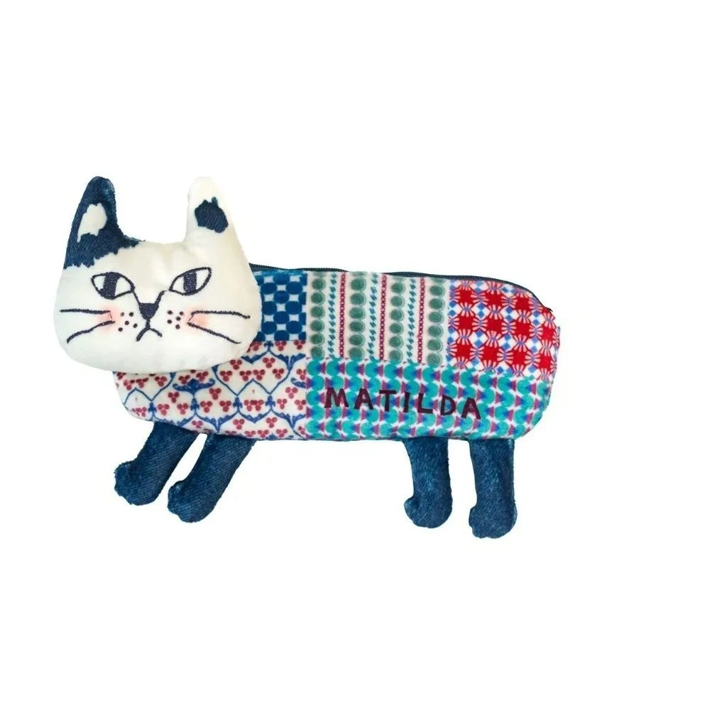 Large Capacity Cat Climbing Pencil Case Portable Makeup Bag Students Stationery Bag Multi-functional Funny Pen Organizer Gifts Peaceful Pleasures Health and Wellness Blue