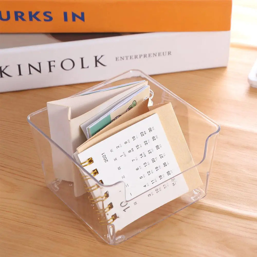 Simple Chic Acrylic Note Holder Transparent Waterproof Clear Note Box Card Paper Efficient Desk Organizer Desktop Peaceful Pleasures Health and Wellness