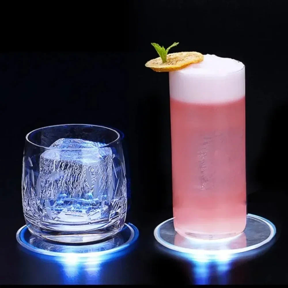 LED Glow Coaster & Bottle Ring Light – Colorful Flashing Bar Mat