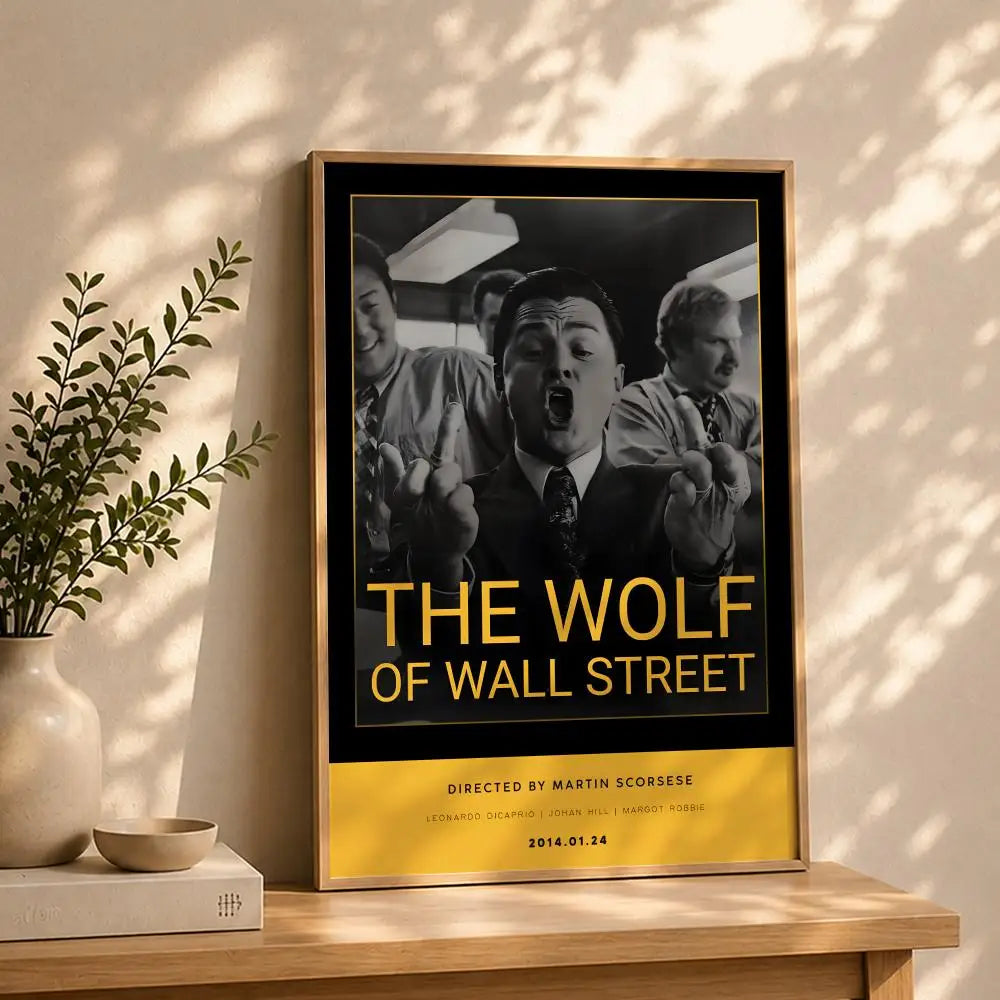 Movie T-The Wolf of Wall StreetS Poster HD Self Adhesive Waterproof Wall Art Ideal for Home Office Dorm Bedroom Great Gift Peaceful Pleasures Health and Wellness White15 21X30cmNoframe