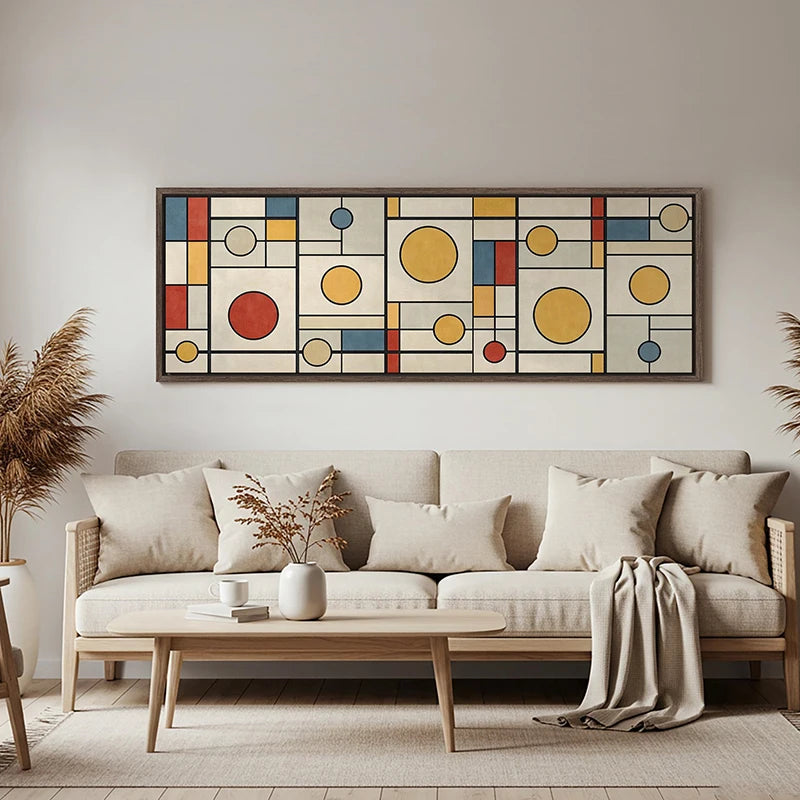 Horizontal Geometric Abstract Canvas Print | Bauhaus Wall Art Canvas Art Print Peaceful Pleasures Health and Wellness