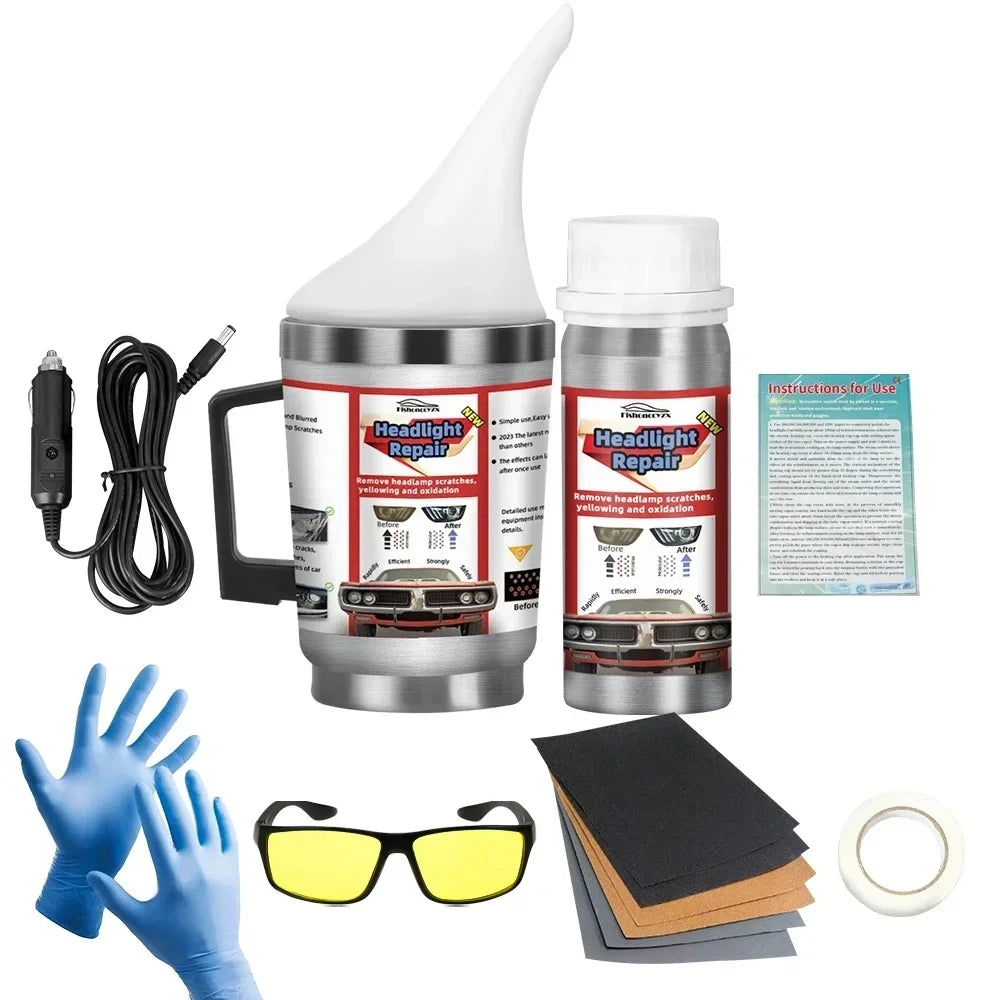 800ml Headlights Liquid Polymer Headlight Chemical Polish Repair Fluid Refurbishment Scratch Repair Polishing Headlights Kit Peaceful Pleasures Health and Wellness 100ML with tool