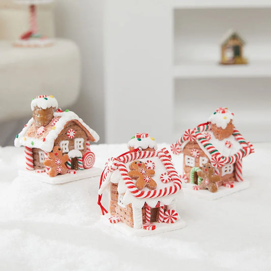 Christmas Decoration Glowing Small House Christmas Gift Soft Pottery Fairy Tale Candy House Atmosphere Decoration Window Display Peaceful Pleasures Health and Wellness