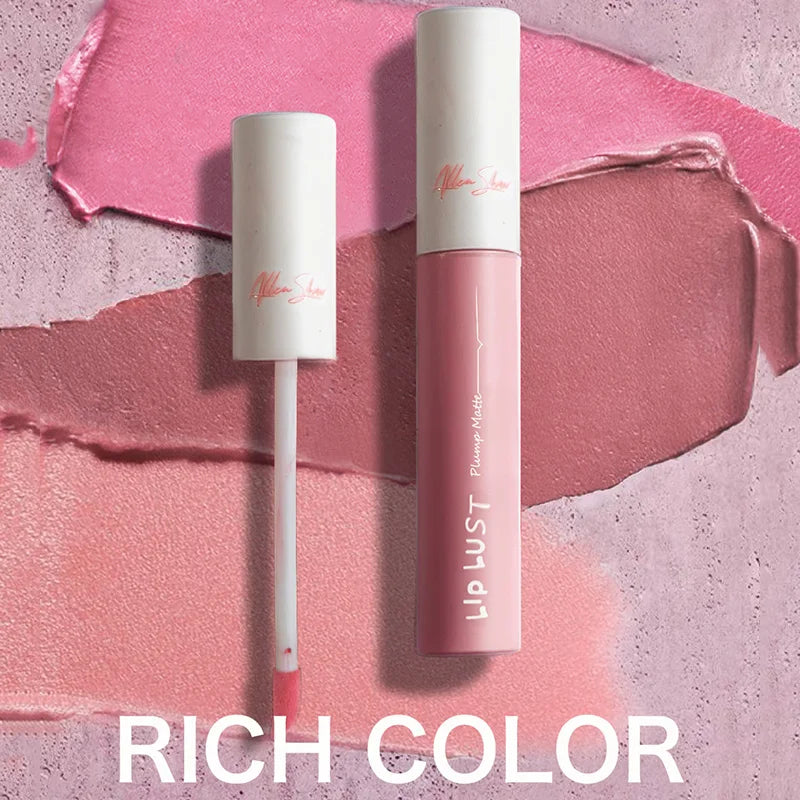 10-Color Matte Liquid Lipstick – Nude Pink & Red, Waterproof