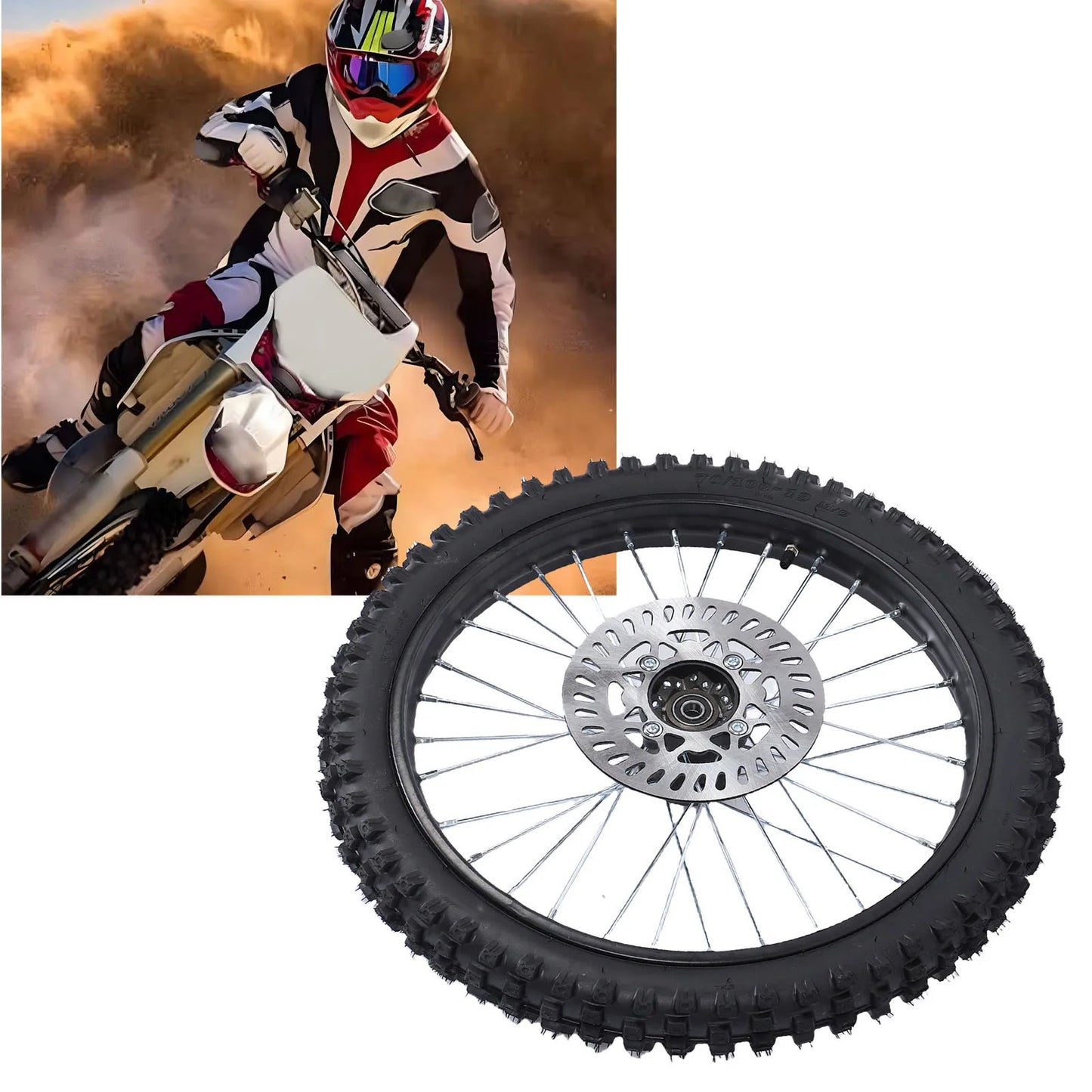 19" Dirt Bike Front Wheel Assembly 70/100-19 | 15mm Axle & Rotor