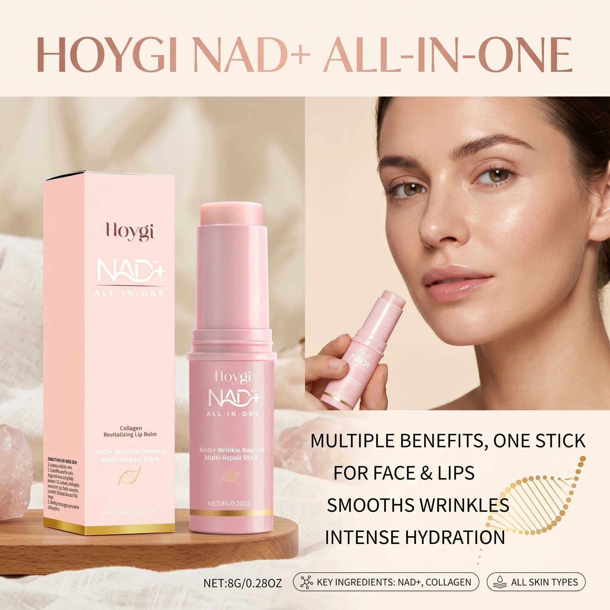 Nad+ Multi-repair Stick for Face & Lips, Hydrating Moisturizing Skin Fade Fine Lines Improve Dullness Skin Brightening Skin Care Peaceful Pleasures Health and Wellness
