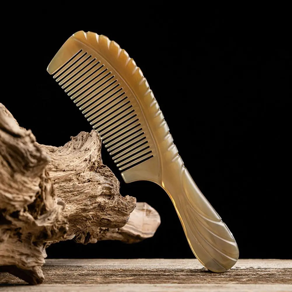 Natural Ox Horn Comb – Anti-Static Scalp Massage Styling Tool