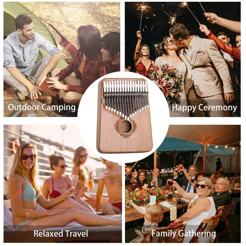 Kalimba 17 Keys Thumb Piano Wood Mahogany Mbira Body Afircan Sanza