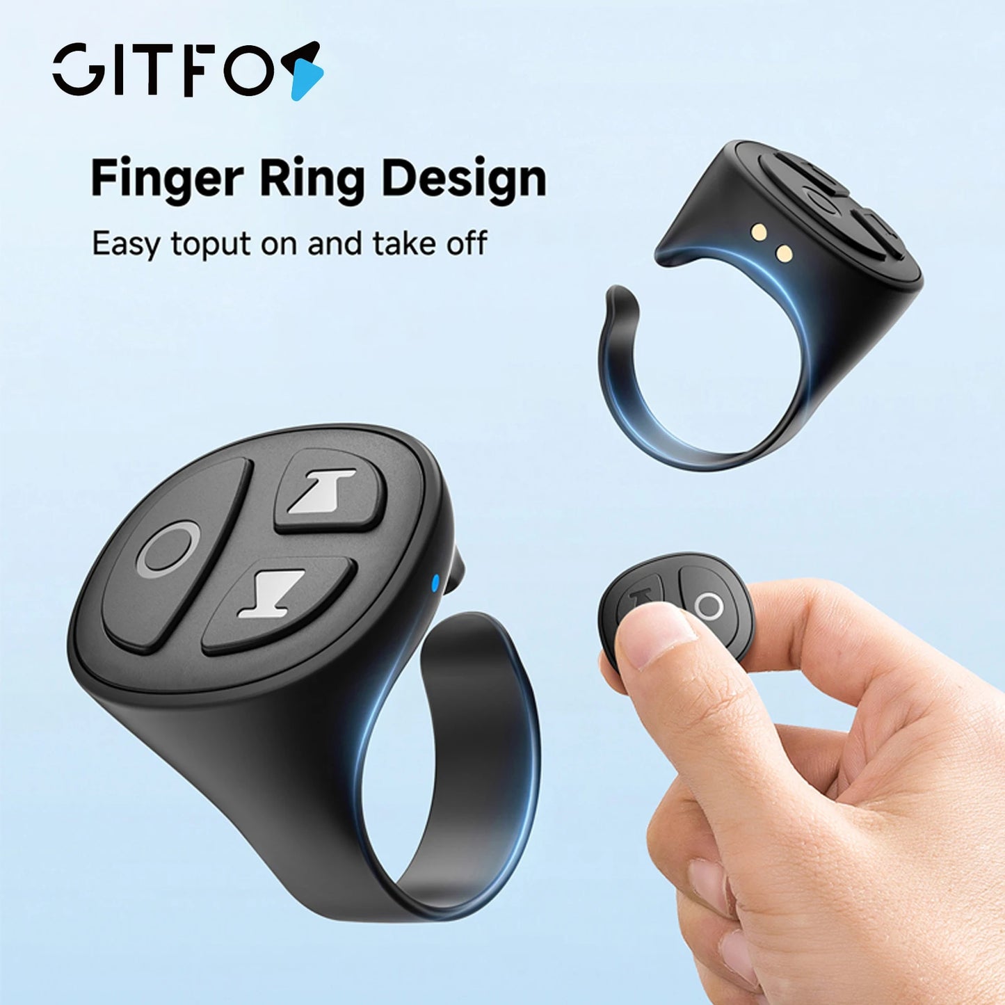 Bluetooth Scrolling Ring Remote for TikTok, Kindle & Camera