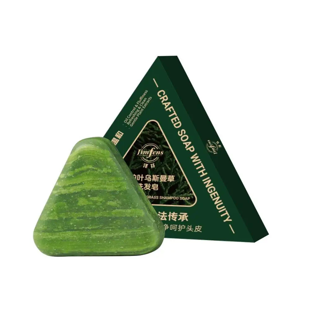 Usman Grass Shampoo Soap Cypress Leaf Polygonatum Herbal Plant Extract Refreshing Clean Oil Control & Itching 120g Peaceful Pleasures Health and Wellness B