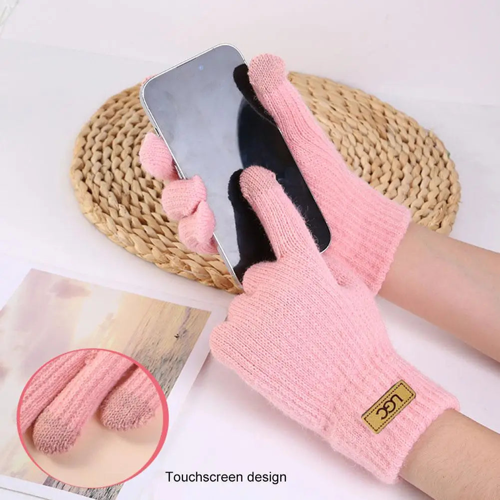 Women's Winter Knitted Touchscreen Gloves – Fleece Lined Winter Knitted Gloves Peaceful Pleasures Health and Wellness