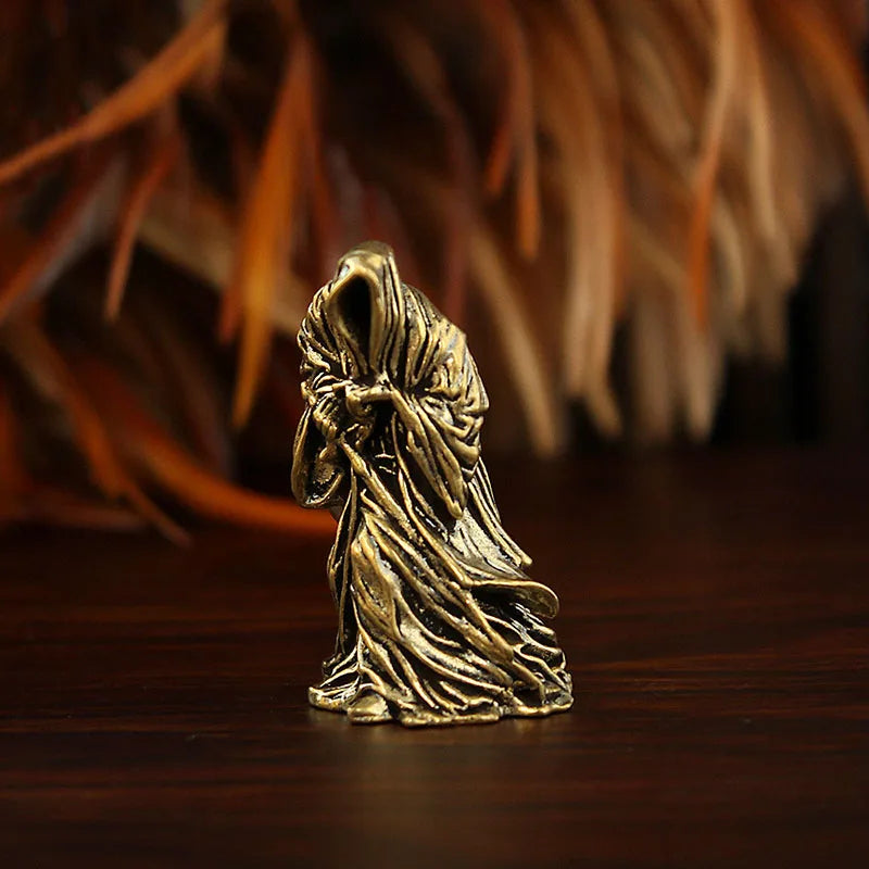 Brass Holy Death Statue Standing Religious Decorative Figurine Grim