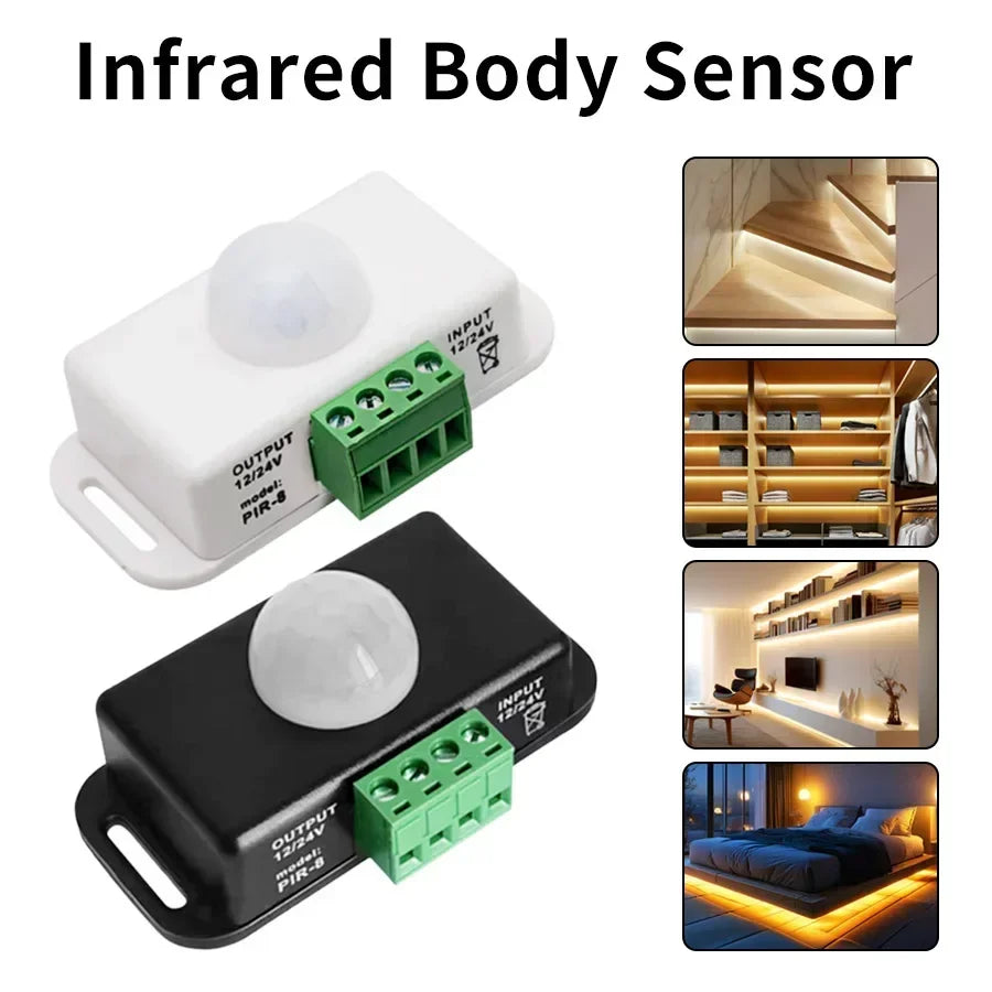 DC12V-24V 8A PIR Motion Sensor Switch Delay Adjust Infrared PIR Human Body Sensor Smart Switch Auto Sensor For LED Light Strip Peaceful Pleasures Health and Wellness