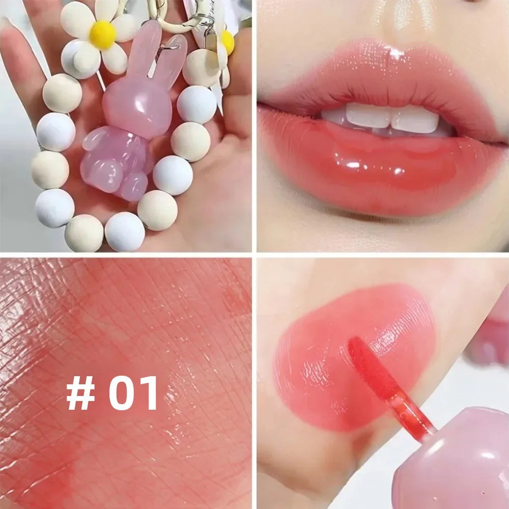 SAM SUGAR Rabbit Keychain Lip Gloss | Mirror Glaze Waterproof